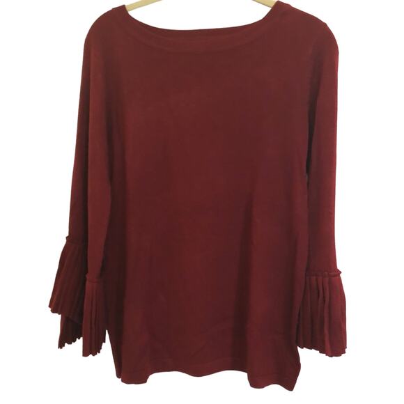 The Limited Womens Sweater Medium Burgundy Pullover Bell Sleeves Pleated Cuffs - Picture 1 of 7